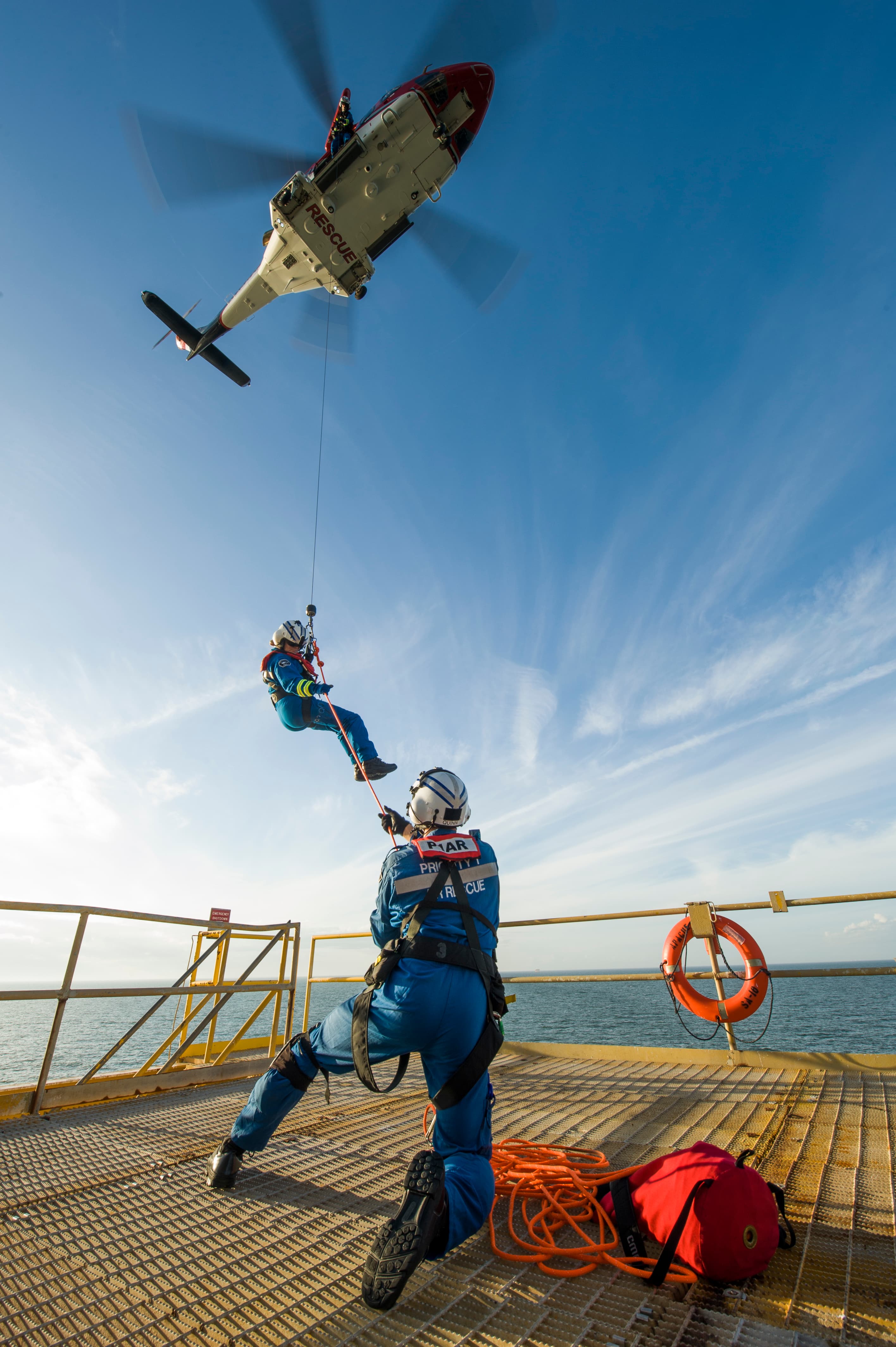 Helicopter crew during aerial operations